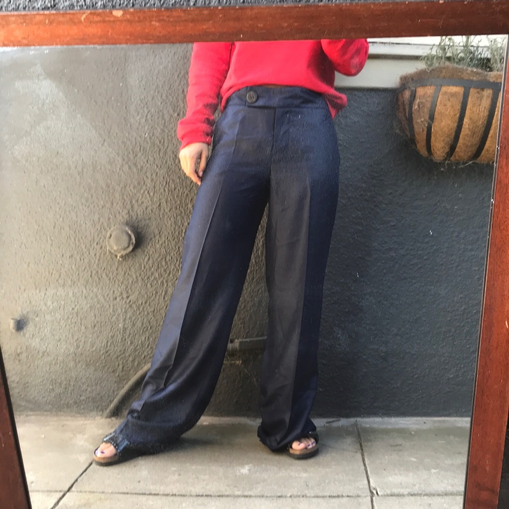 Trina Turk navy work wide leg slacks